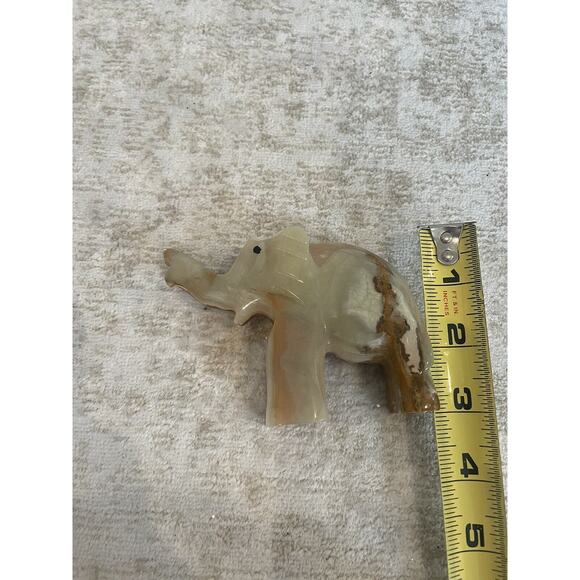 Hand Carved Natural Onyx Stone Elephant Figurine Statue Sculpture Home Decor 4x3 - Picture 7 of 7